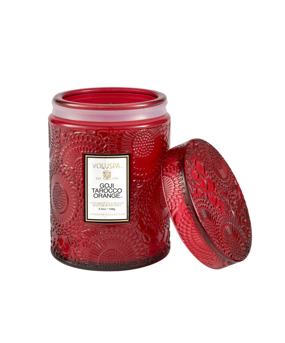 Voluspa aromātiskā svece Goji Tarocco Orange stikla trauciņā
