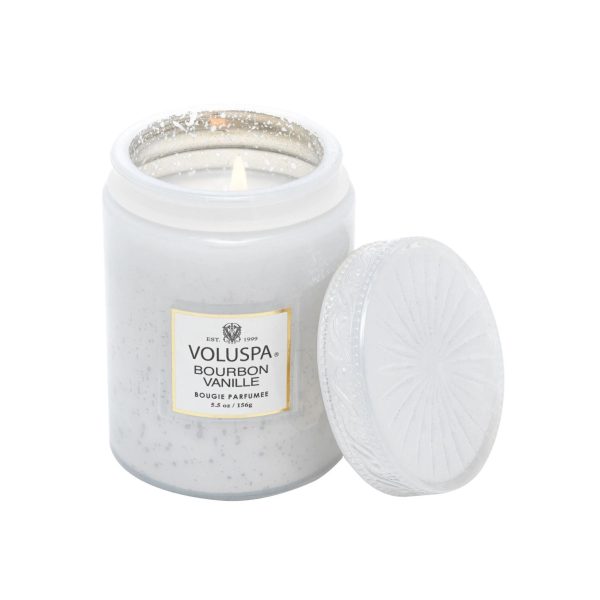 Voluspa aromātiskā svece Bourbon Vanille ar stikla vāciņu