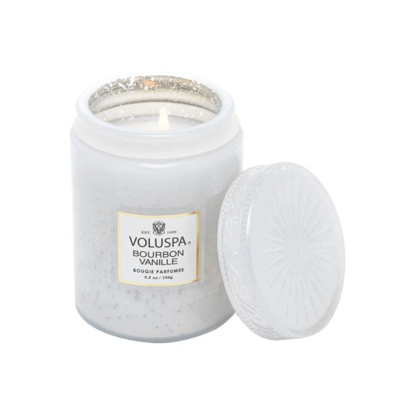 Voluspa aromātiskā svece Bourbon Vanille ar stikla vāciņu