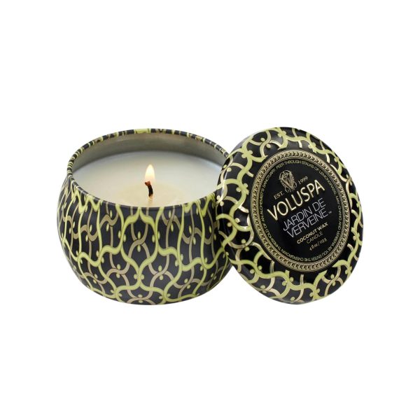Voluspa aromātiskās sveces Jardin De Verveine metāla trauciņā