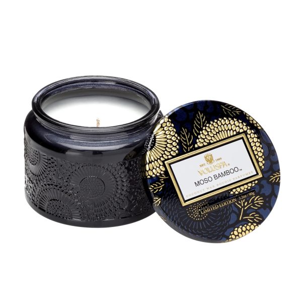 Voluspa aromātiskās sveces Moso Bamboo petite stikla trauciņā